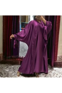 Gilet Et Robe Rayhana Très Ample Satiné Violet