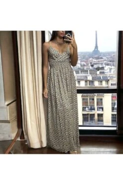 Longue Robe à Motif Moutarde Bretelles Amovible -Féminité Couture longue robe a motif moutarde bretelles amovible 3