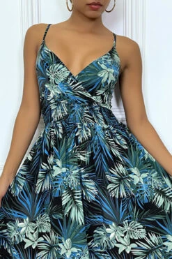Longue Robe D'été Bleu Royal à Imprimé Tropical Et Cintrée à La Taille. 11 Longue Robe D'été Bleu Royal à Imprimé Tropical Et Cintrée à La Taille. -Féminité Couture longue robe d ete bleu royal a imprime tropical et cintree a la taille 4