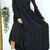 Longue Robe évasé Noire Col Rond -Féminité Couture longue robe evase noire col rond