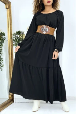 Longue Robe évasé Noire Col Rond -Féminité Couture longue robe evase noire col rond 6