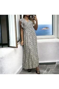 Longue Robe Liberty Blanche Froncé à La Taille -Féminité Couture longue robe liberty blanche fronce a la taille 3