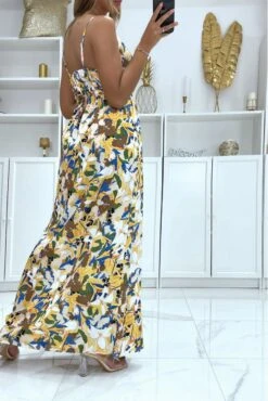 Longue Robe Motif Très Chic à Dominance Jaune -Féminité Couture longue robe motif tres chic a dominance jaune 3