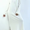 Longue Robe Sweat Abaya Blanche à Capuche -Féminité Couture longue robe sweat abaya blanche a capuche