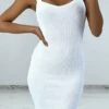 Petite Robe Côtelée Blanc Moulante à Décolleté Carré -Féminité Couture petite robe cotelee blanc moulante a decollete carre