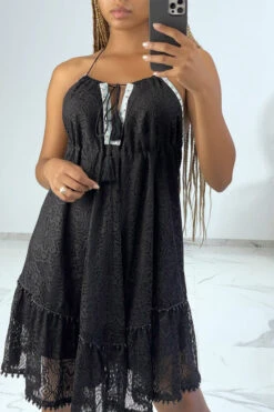 Petite Robe D'été En Dentelle Noir Et Détails Broderie -Féminité Couture petite robe d ete en dentelle noir et details broderie 2