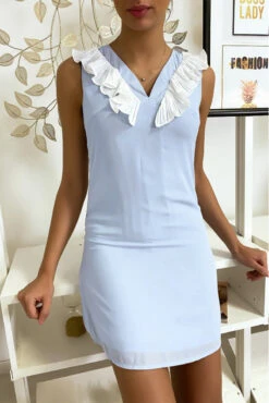 Robe Bleu Courte Et Légère, Avec Détails Buste -Féminité Couture robe bleu courte et legere avec details buste 3