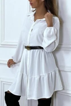 Robe Chemise Blanche à Volant Et Boutons -Féminité Couture robe chemise blanche a volant et boutons 3