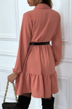 Robe Chemise Corail à Volant Et Boutons -Féminité Couture robe chemise corail a volant et boutons 6