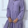 Robe Chemise Violette à Volant Et Boutons -Féminité Couture robe chemise violette a volant et boutons