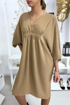 Robe Classe Camel à Manches Courtes -Féminité Couture robe classe camel a manches courtes 1