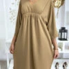 Robe Classe Camel à Manches Courtes -Féminité Couture robe classe camel a manches courtes