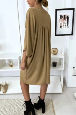 Robe Classe Camel à Manches Courtes -Féminité Couture robe classe camel a manches courtes 4