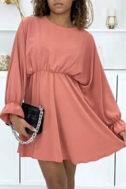 Robe Corail à Manches Chauve-souris -Féminité Couture robe corail a manches chauve souris 3