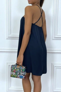 Robe Courte Marine Fluide Et évasée Avec Fines Bretelles -Féminité Couture robe courte marine fluide et evasee avec fines bretelles 2