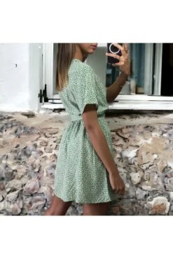 Robe Croisé Motif Liberty Verte -Féminité Couture robe croise motif liberty verte 3