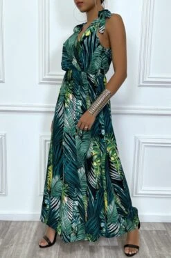 Robe D'été Tendance Décolleté En V Et Motif Tropical -Féminité Couture robe d ete tendance decollete en v et motif tropical 2