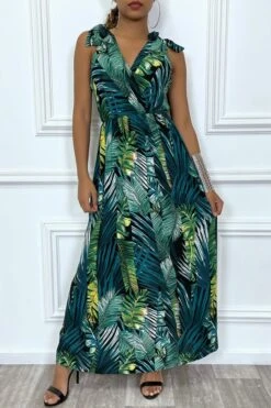 Robe D'été Tendance Décolleté En V Et Motif Tropical