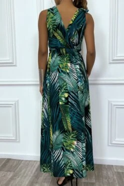 Robe D'été Tendance Décolleté En V Et Motif Tropical -Féminité Couture robe d ete tendance decollete en v et motif tropical 5
