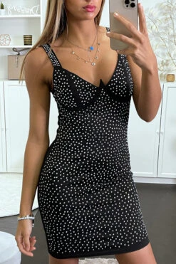 Robe De Soirée Noir Ornée De Strass -Féminité Couture robe de soiree noir ornee de strass 9