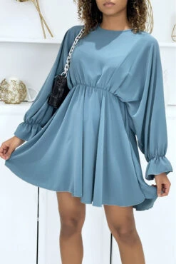 Robe Indigo à Manches Chauve-souris