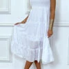Robe Longue Blanche Avec Voile Transparent -Féminité Couture robe longue blanche avec voile transparent