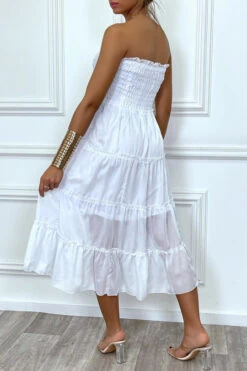 Robe Longue Blanche Avec Voile Transparent -Féminité Couture robe longue blanche avec voile transparent 3