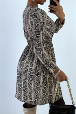 Robe Motif Python Croisé Au Buste Avec élastique à La Taille -Féminité Couture robe motif python croise au buste avec elastique a la taille 8