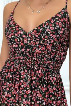 Robe Noire Froncée à La Taille Motif Liberty -Féminité Couture robe noire froncee a la taille motif liberty 2