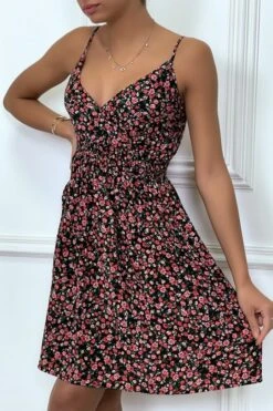 Robe Noire Froncée à La Taille Motif Liberty -Féminité Couture robe noire froncee a la taille motif liberty 4