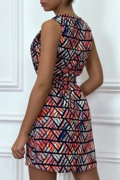 Robe Orange à Encolure Zippé Et Ceinture -Féminité Couture robe orange a encolure zippe et ceinture 2