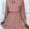 Robe Patineuse Rose à Volant Et Noeud Au Cou
