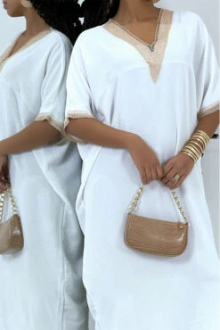 Robe Tunique Over Size Blanche Vol V Avec Dentelle -Féminité Couture robe tunique over size blanche vol v avec dentelle 4