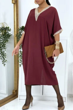 Robe Tunique Over Size Bordeaux Vol V Avec Dentelle