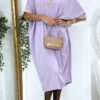 Robe Tunique Over Size Lilas Vol V Avec Dentelle -Féminité Couture robe tunique over size lilas vol v avec dentelle