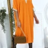 Robe Tunique Over Size Orange Vol V Avec Dentelle -Féminité Couture robe tunique over size orange vol v avec dentelle
