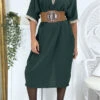 Robe Tunique Over Size Verte Vol V Avec Dentelle
