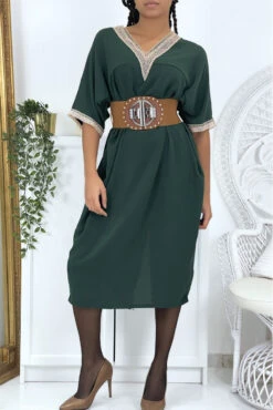 Robe Tunique Over Size Verte Vol V Avec Dentelle